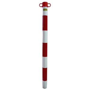 Słupek PCV 90 cm biało-czerwony. Słupek do łańcucha wykonany z wytrzymałego tworzywa sztucznego, idealny do tymczasowego wygradzania. Odporny na warunki zewnętrzne