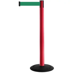 Czerwony słupek z tworzywa sztucznego TENSATOR® POPULAR -  taśma dł. 2,3 m