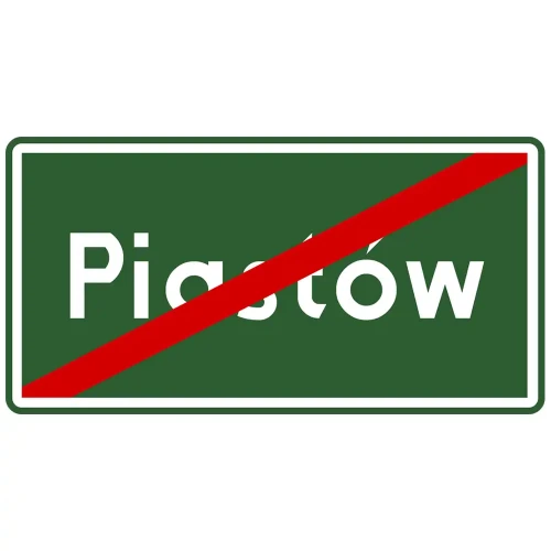Znak drogowy E-18a - koniec miejscowości - folia I generacji - 1200x530 mm