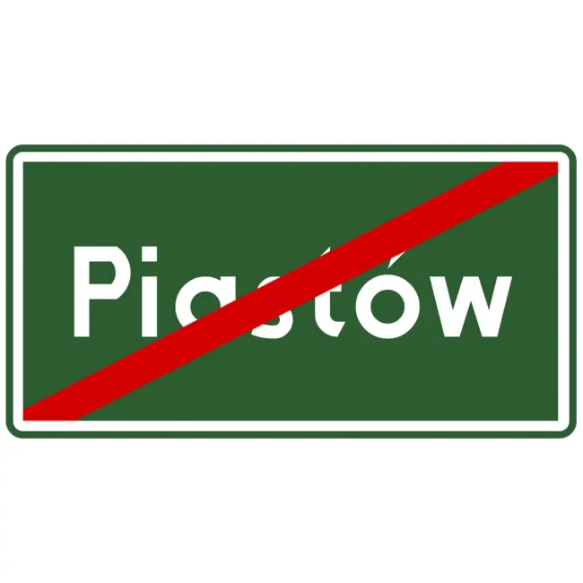 Znak drogowy E-18a - koniec miejscowości - folia odblaskowa I generacji - 1200x530 mm - sklep drogowy Widrog.webp