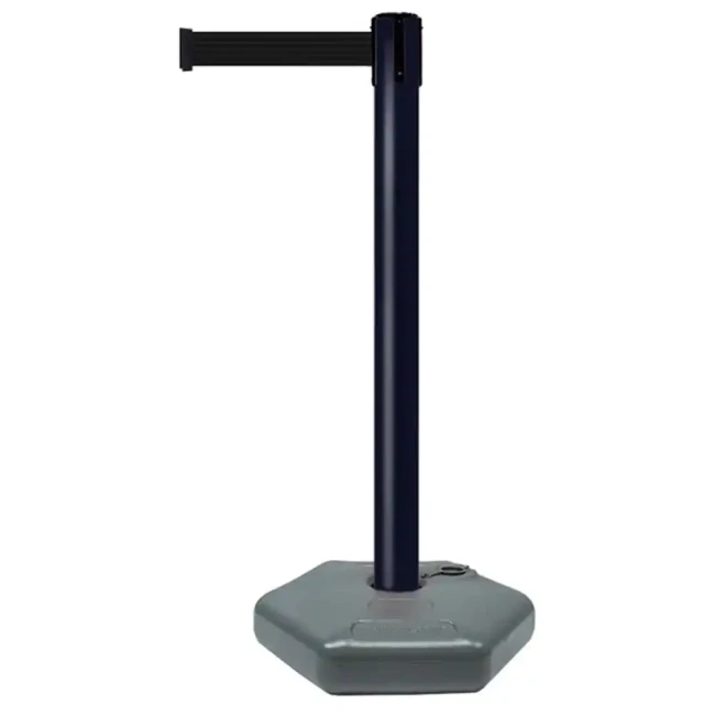 Czarny Słupek z tworzywa sztucznego TENSATOR® OUTDOOR - czarna taśma - dł. 3,70 m - sklep drogowy Widrog.webp