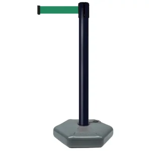 Czarny Słupek z tworzywa sztucznego TENSATOR® OUTDOOR - zielona taśma - dł. 3,70 m