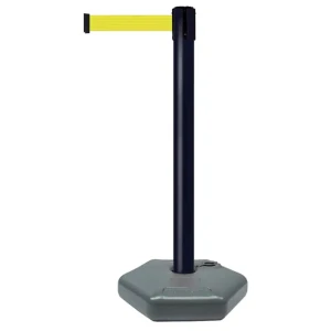 Czarny Słupek z tworzywa sztucznego TENSATOR® OUTDOOR - żółta taśma - dł. 3,70 m