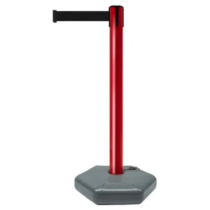 Czerwony Słupek z tworzywa sztucznego TENSATOR® OUTDOOR - czarna taśma - dł. 3,70 m
