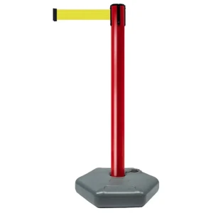 Czerwony Słupek z tworzywa sztucznego TENSATOR® OUTDOOR - żółta taśma - dł. 3,70 m