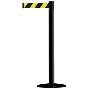 Czarny słupek stalowy malowany TENSATOR® ADVANCE - żółto-czarna taśma - dł. 2,3 metra 