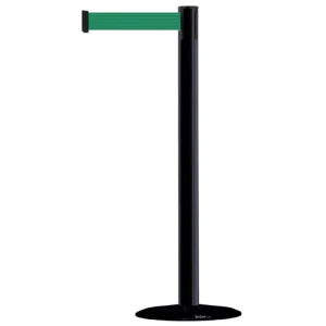 Czarny słupek stalowy malowany TENSATOR® ADVANCE - zielona taśma - dł. 2,3 metra