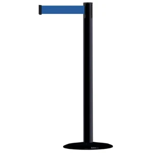 Czarny słupek stalowy malowany TENSATOR® ADVANCE - niebieska taśma - dł. 3,65 metra