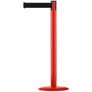 Czerwony słupek stalowy malowany TENSATOR® ADVANCE - czarna taśma - dł. 2.3 m