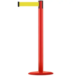 Czerwony słupek stalowy malowany TENSATOR® ADVANCE - żółty taśma - dł. 2.3 m