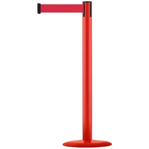 Czerwony słupek stalowy malowany TENSATOR® ADVANCE - czerwona taśma - dł. 3,65 m