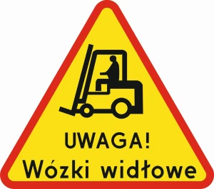 Znak - Uwaga Wózek widłowy - 600 mm - folia odblaskowa I generacji