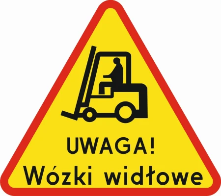 Znak - Uwaga Wózek widłowy - folia odblaskowa I generacji - 600 mm - sklep drogowy Widrog.webp