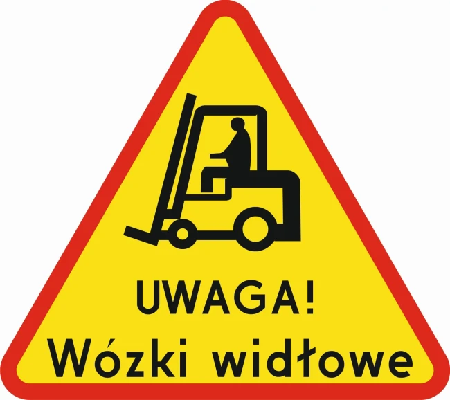 Znak - Uwaga Wózek widłowy - folia odblaskowa I generacji - 600 mm - sklep drogowy Widrog.webp