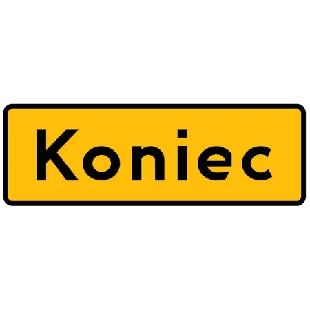 Tabliczka T-3 - wskazuje koniec niebezpiecznego odcinka drogi - folia odblaskowa I generacji - 900x350 mm - sklep drogowy Widrog.webp