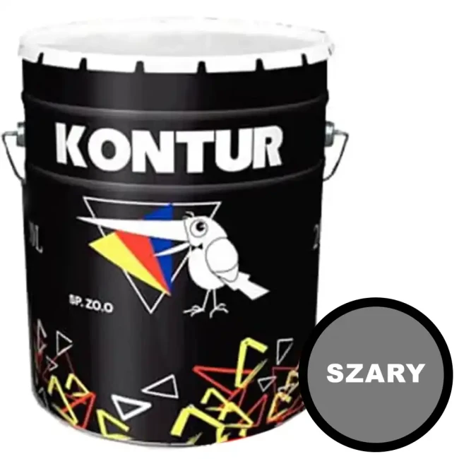 Farba drogowa KONTUR szara RAL 7037 w metalowym wiadrze