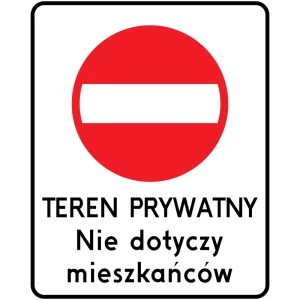 Znak metalowy B2 z tekstem - 600x400 mm - folia I gen.