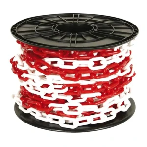 Łańcuch plastikowy biało czerwony - Szpula 25 mb grubość 8 mm