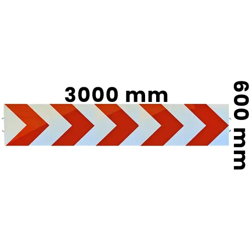Tablica U-3 c - folia odblaskowa I generacji - 3000x600 mm - na haki 