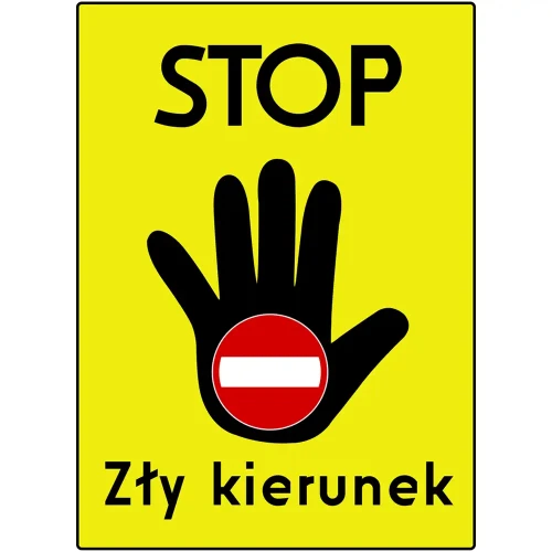 Tablica ostrzegawcza STOP – Zły kierunek - folia odlbaskowa drugiej generacji - 1450x1950 mm - sklep drogowy Widrog.webp