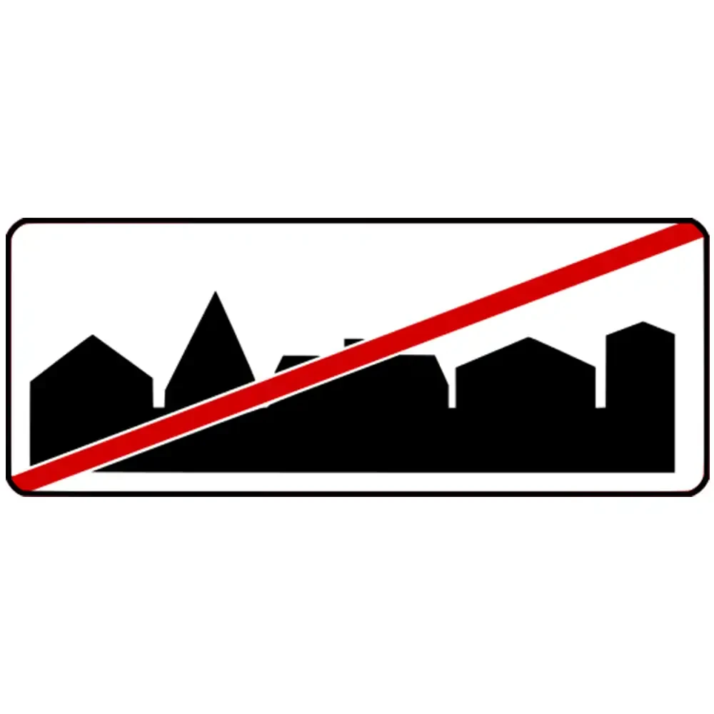 Znak drogowy D-43 - koniec obszaru zabudowanego - folia odblaskowa I generacji - 1200x700 mm - sklep drogowy Widrog.webp