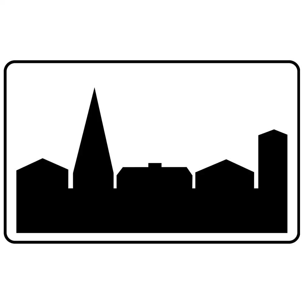 Znak drogowy D-42 - obszar zabudowany - folia I generacji - 1200x700 mm - sklep drogowy Widrog.webp