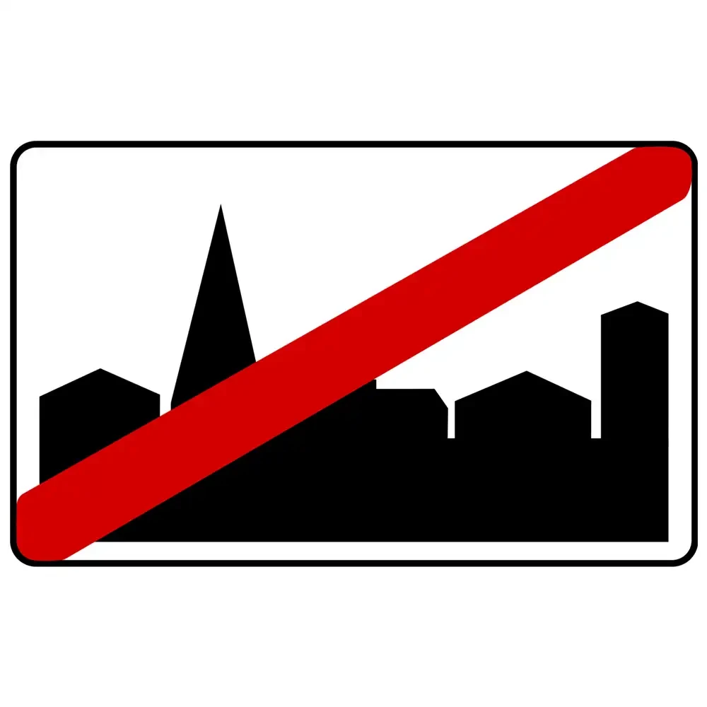 Znak drogowy D-43 - koniec obszaru zabudowanego - folia I generacji - 1200 x 530 mm - sklep drogowy Widrog.webp