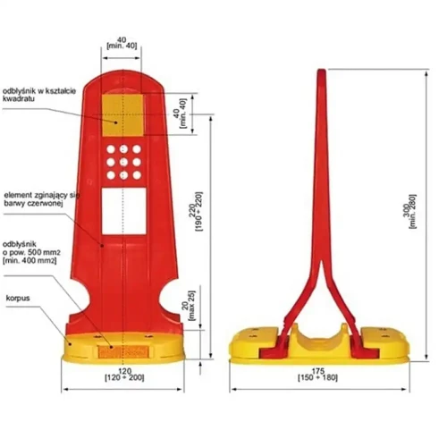 Tablica uchylna U-24 z elementami odblaskowymi
