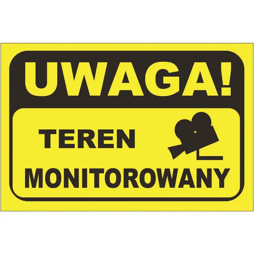 Ostrzegawcza tabliczka informacyjna "Teren monitorowany" o wielkości 400x300 mm. Wykonana z trwałego materiału. Idealna do oznakowania posesji, firm i obiektów publicznych. Zapewnia widoczne ostrzeżenie o nadzorze wizyjnym. Wysoka jakość i trwałość