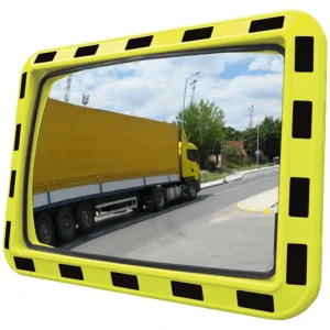 Lustro przemysłowe prostokątne - żółto-czarna rama ostrzegawcza - 800x1000 mm