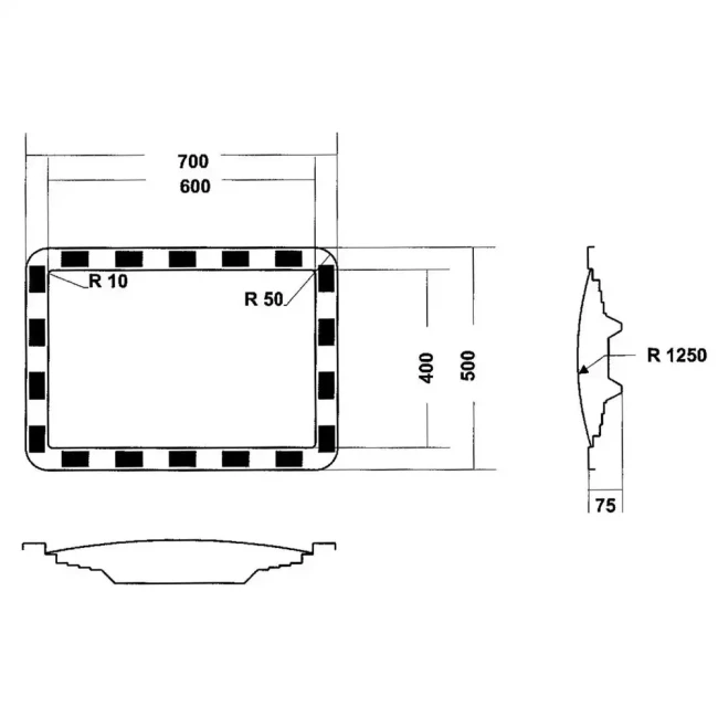 Lustro drogowe akrylowe U-18b - 400x600 mm - sklep drogowy Widrog.webp