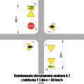 Oznakowanie skrzyżowania znakiem A-7 z tabliczką T-1 dla predkosci wiekszej niz 60 km na godzine - 600 mm - folia odblaskowa pierwszej generacji - sklep drogowy Widrog.webp