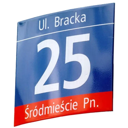 Warszawska tablica adresowa MSI - 350x350 mm - aluminiowa z wieszakiem ściennym