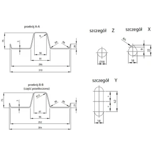 Prowadnica typu B element barier ochronnych - długość 430 cm - sklep drogowy Widrog.webp