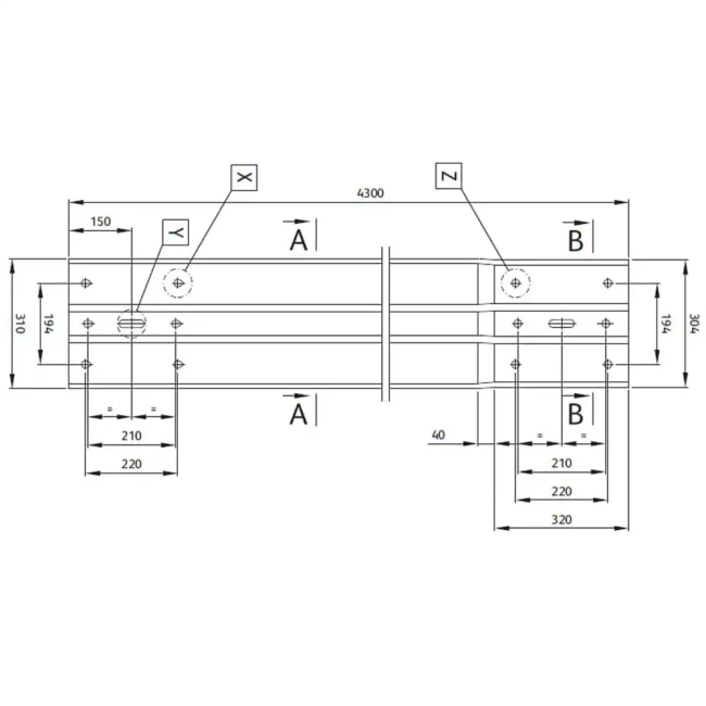 Prowadnica typu B - element barier ochronnych - długość 230 cm - sklep drogowy Widrog.webp