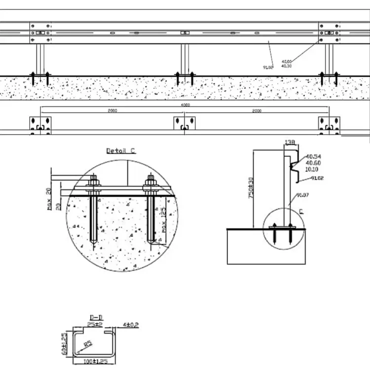 Bariera mostowa N2W2B - rozstaw słupka co 2mb - sklep drogowy Widrog.webp