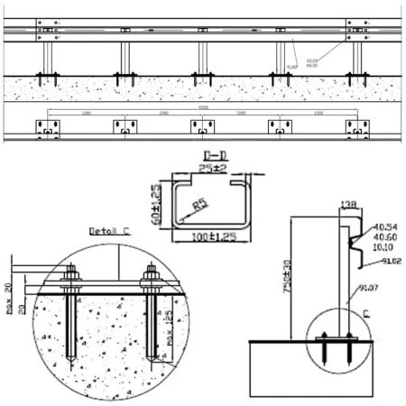 Bariera mostowa N2W1B - rozstaw słupka co 1mb - sklep drogowy Widrog.webp