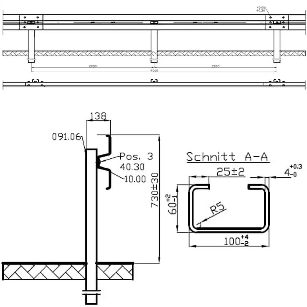 Bariera mostowa N2W3A - rozstaw słupka co 2mb - sklep drogowy Widrog.webp