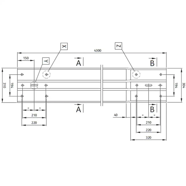 Prowadnica typu B - element barier ochronnych - długość 130 cm - sklep drogowy Widrog.webp