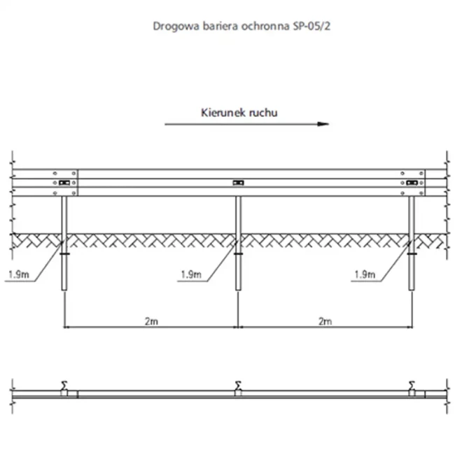 Bariera ochronna SP-05 N2 W4 A - słupek co 2m - sklep drogowy Widrog.webp