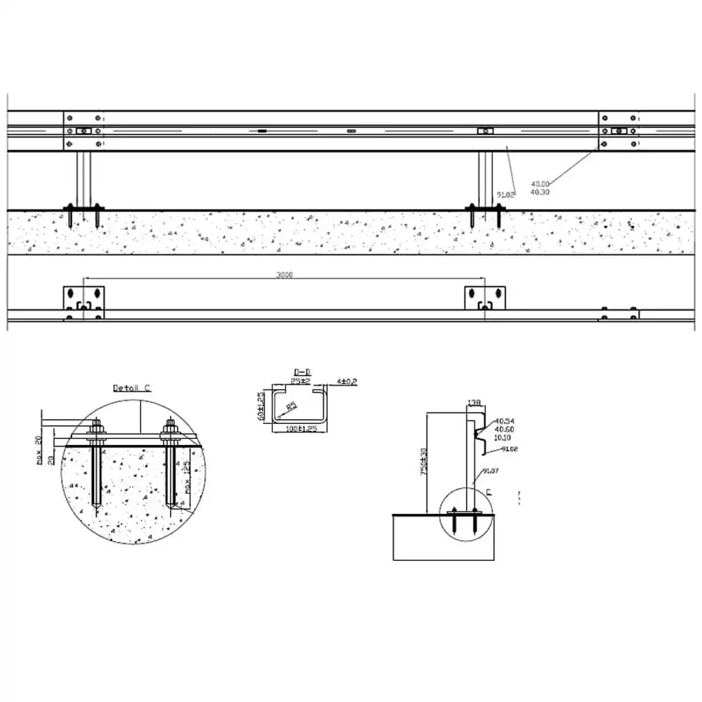 Bariera mostowa N2W3B - słupek co 3 metry - sklep drogowy Widrog.webp