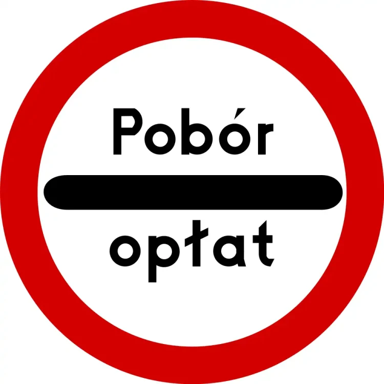 Znak drogowy B-32f - stój – pobór opłat - Ø 400 mm - folia odblaskowa I generacji - sklep drogowy Widrog.webp