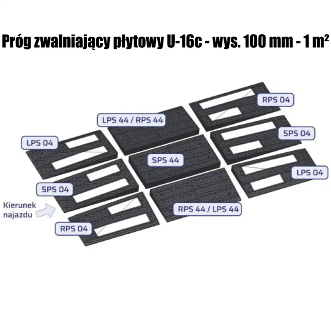 Próg zwalniający płytowy U-16c - wys. 100 mm - 1 m² - sklep drogowy Widrog.webp