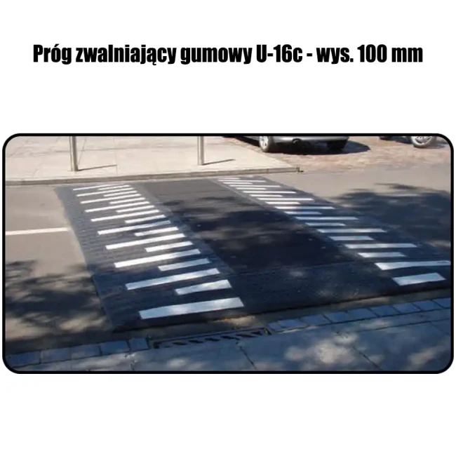 Próg zwalniający gumowy U-16c - wys. 100 mm - 1 m² - sklep drogowy Widrog.webp