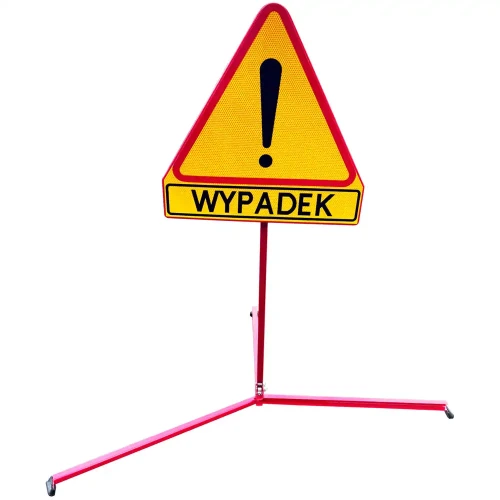 Znak drogowy na stojaku A-30 - Inne niebezpieczeństwo: Wypadek - folia I generacji