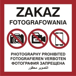 Zakaz fotografowania - 600x600 mm