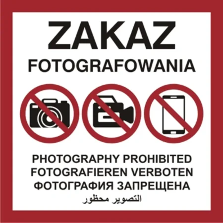 Zakaz fotografowania - 600x600 mm - sklep drogowy Widrog.webp