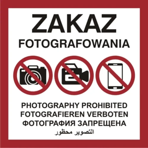 Zakaz fotografowania - 600x600 mm - sklep drogowy Widrog.webp