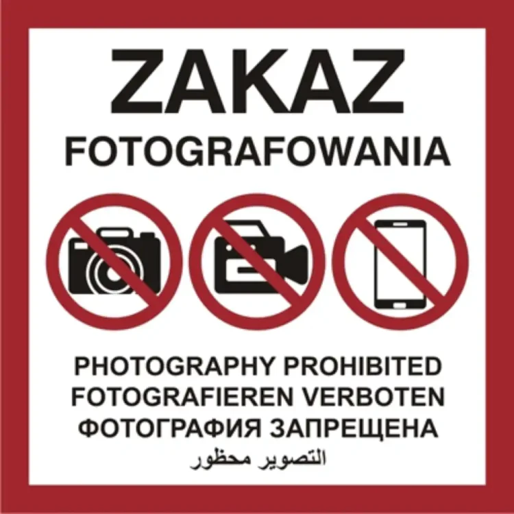 Zakaz fotografowania - 600x600 mm - sklep drogowy Widrog.webp