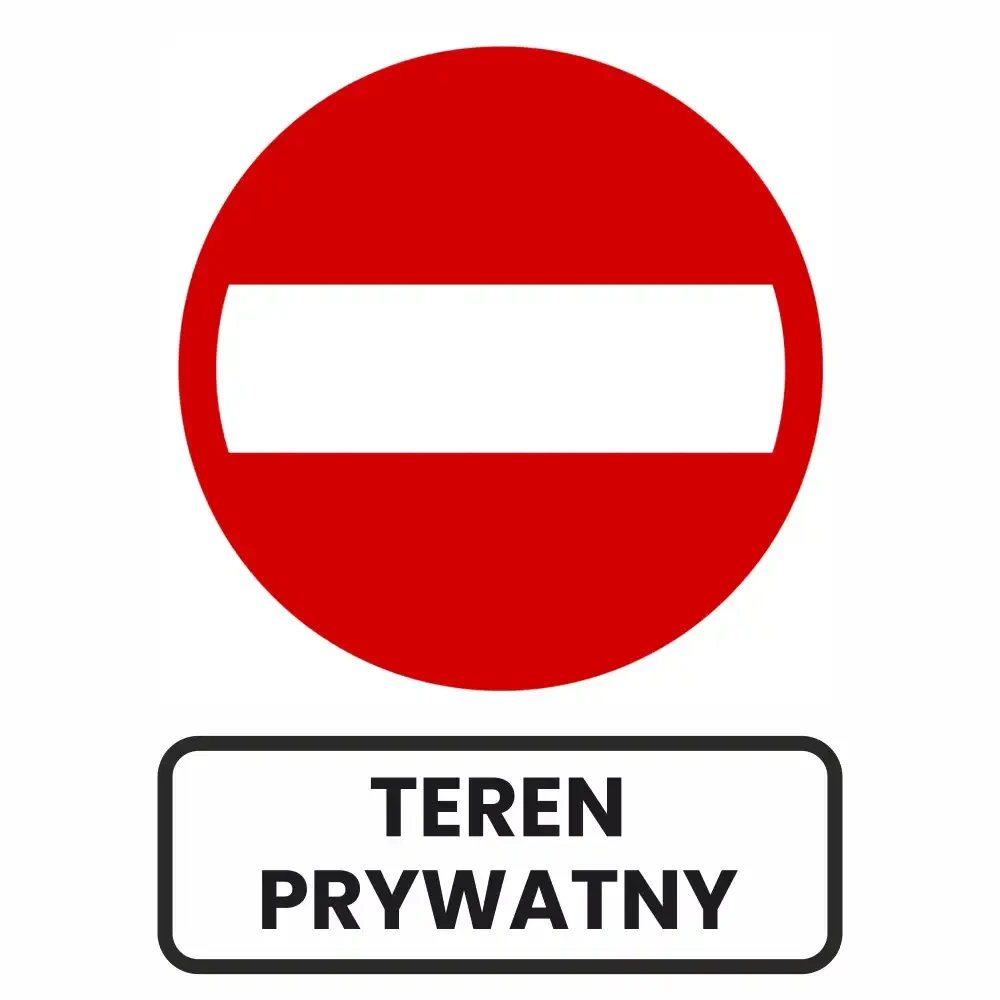 Zestaw - Znak B-2 600mm + Tabliczka 600x200 mm - Teren Prywatny - folia odblaskowa I generacji - sklep drogowy Widrog.webp